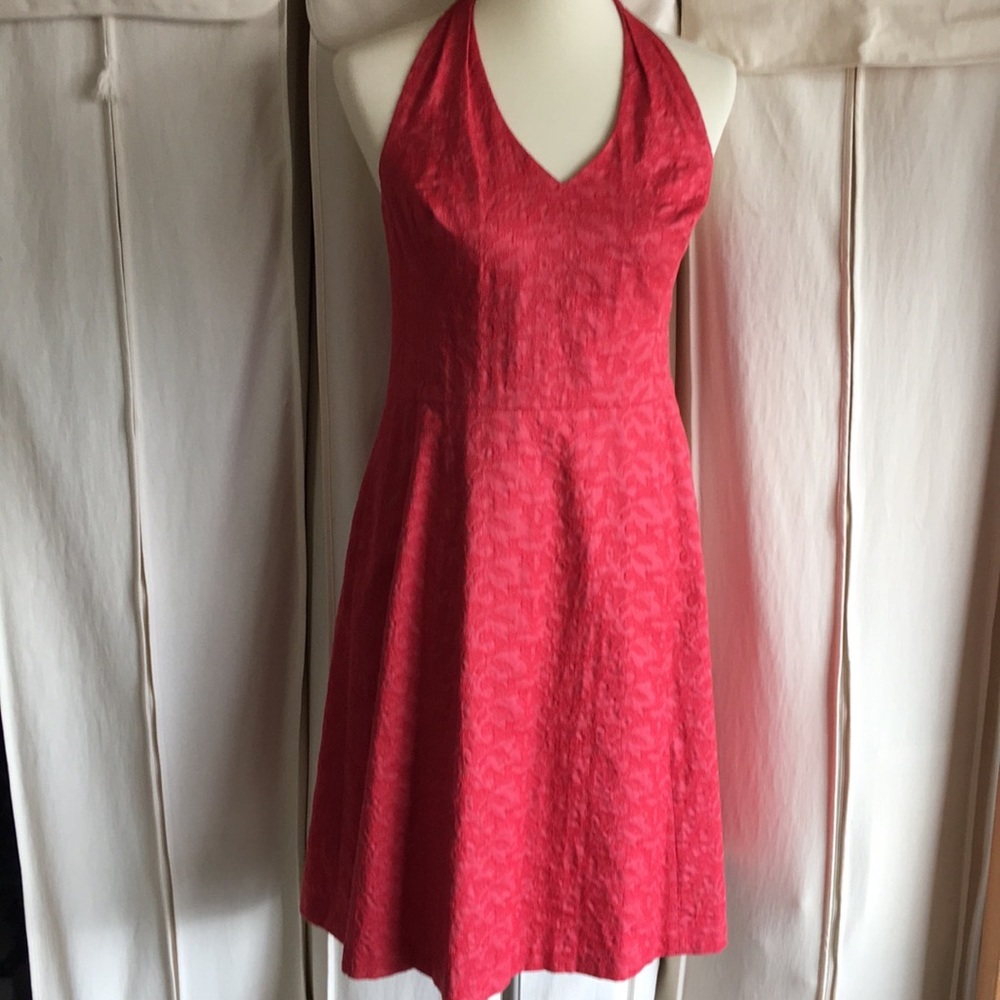 Salmon colored halter dress